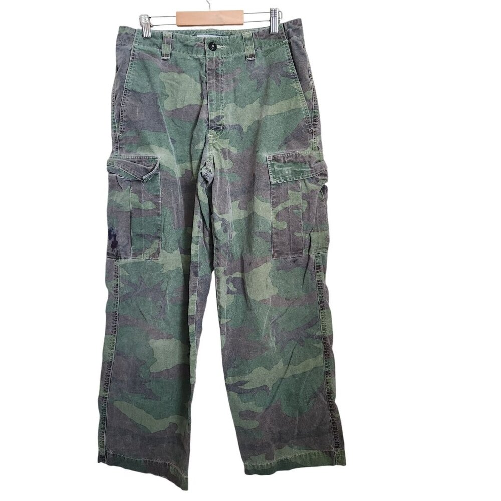 Vtg Y2K Old Navy Pants Women 29x30 Low Rise Baggy Cargo‎ Camo Heavy Stone Wash